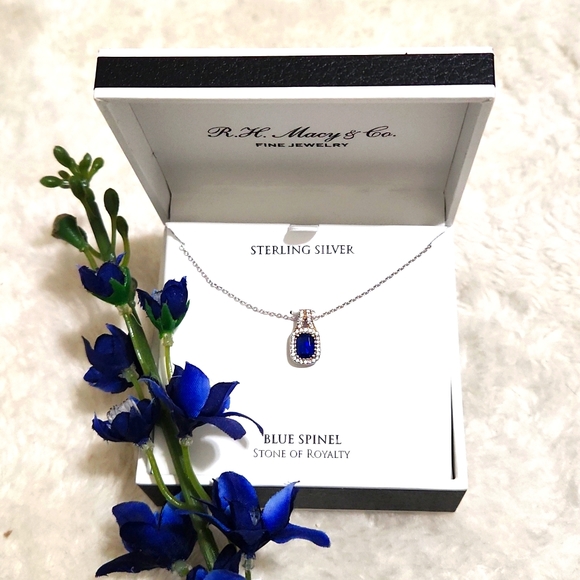 Blue Spinel & Sterling silver fine jewelry necklace - Picture 3 of 6